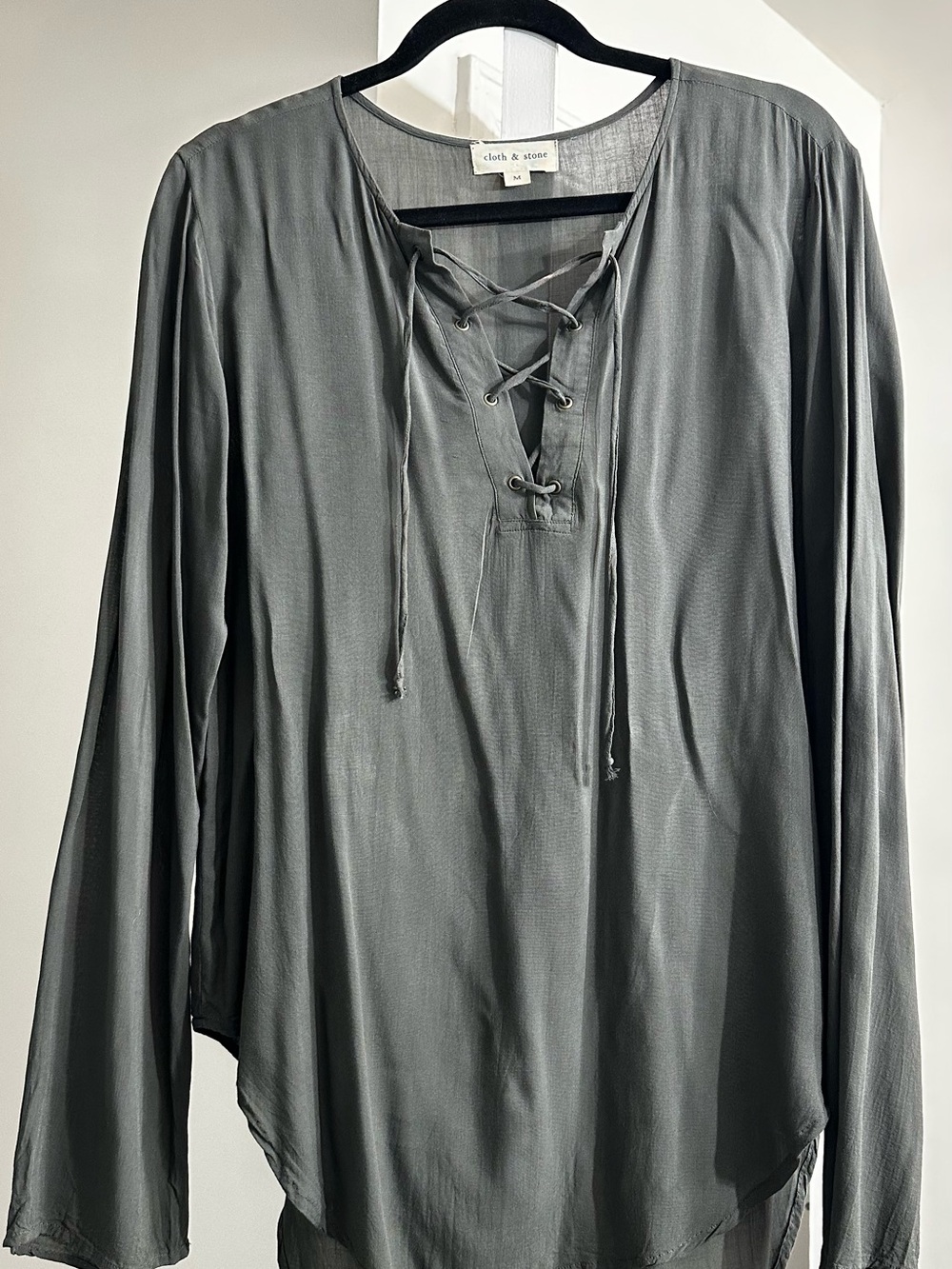 cloth & stone olive Lace-Up Long-Sleeve Women's Top